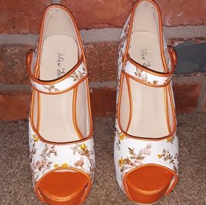 👠Show Story Floral Print Mary Jane Cone Heels👠